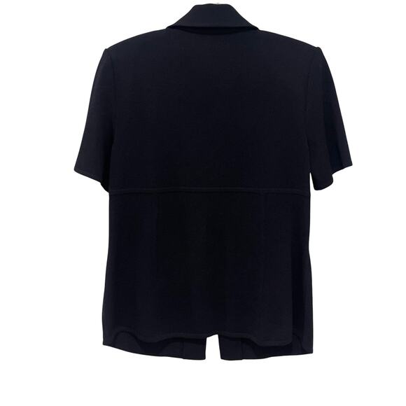 St John Collection Jacket Womens 8 Black Knit Short Sleeve Zip Gold Buttons - Picture 3 of 8